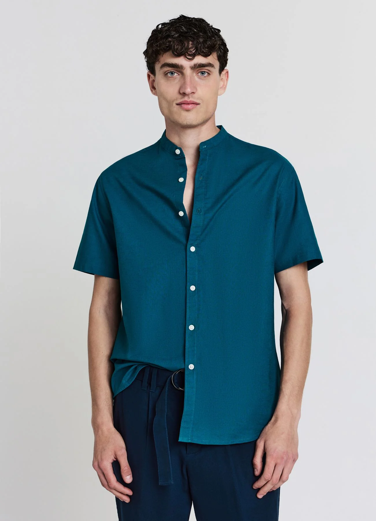 Camicia coreana misto lino - Image 3