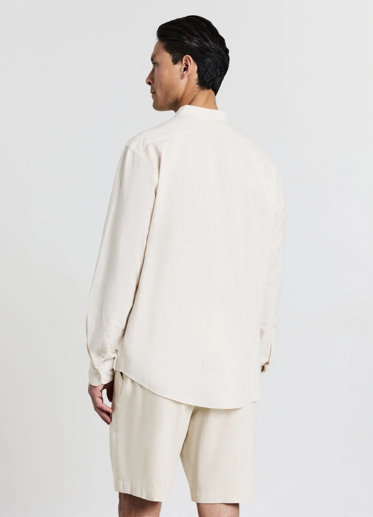 Camicia coreana misto lino - Image 3