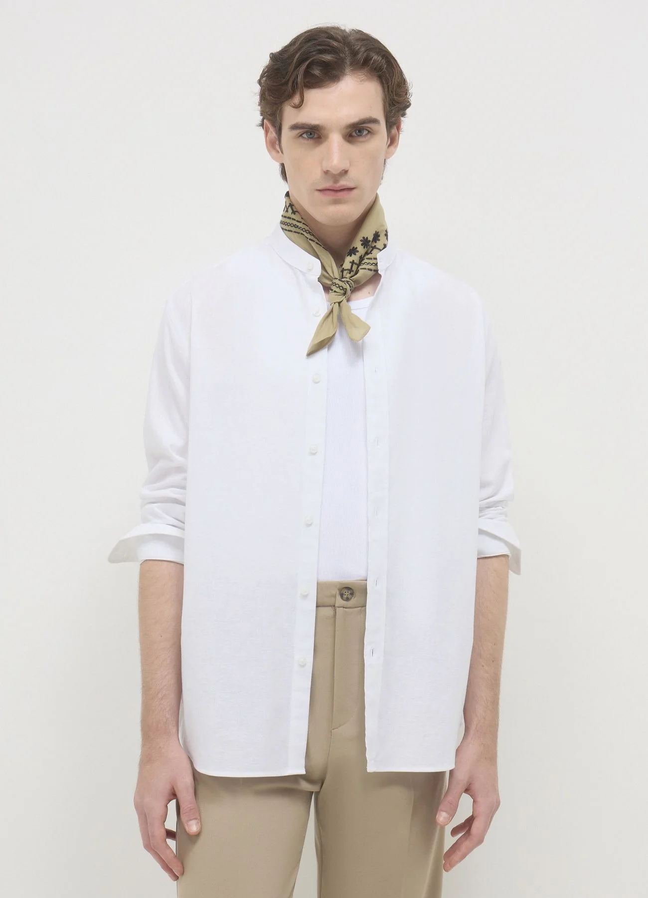 Camicia coreana misto lino - Image 3