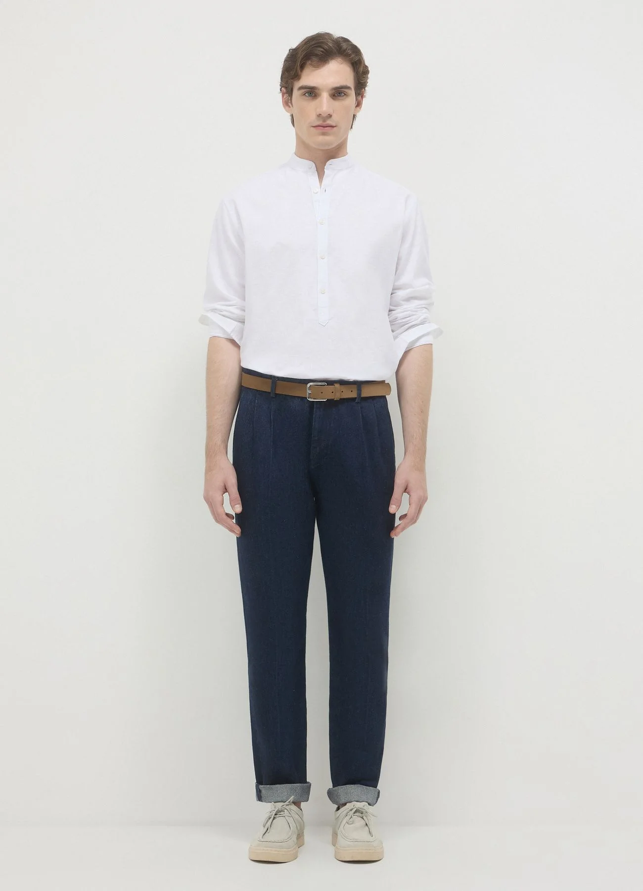 Camicia coreana misto lino - Image 3