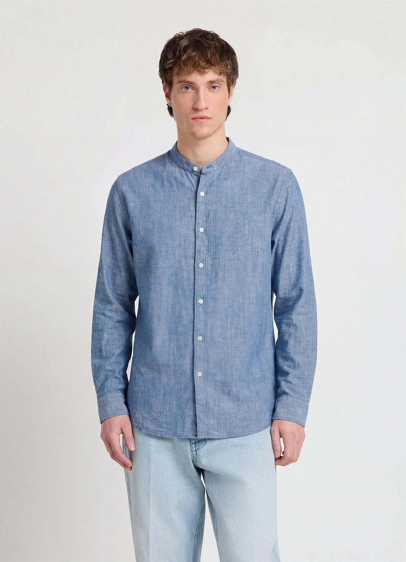 Camicia coreana misto lino - Image 3