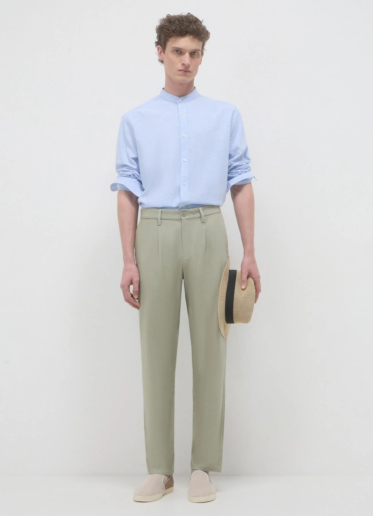 Camicia coreana misto lino - Image 2