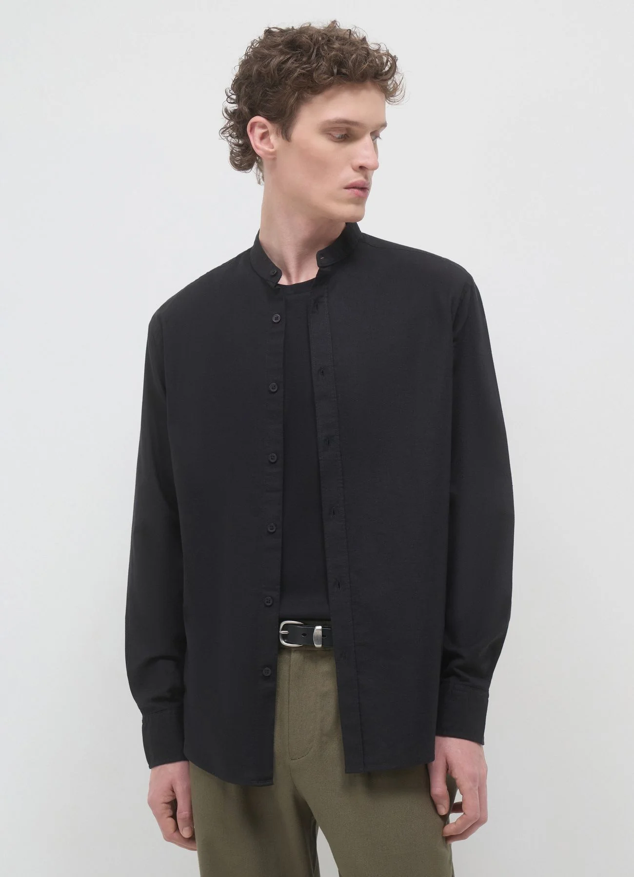 Camicia coreana misto lino - Image 3