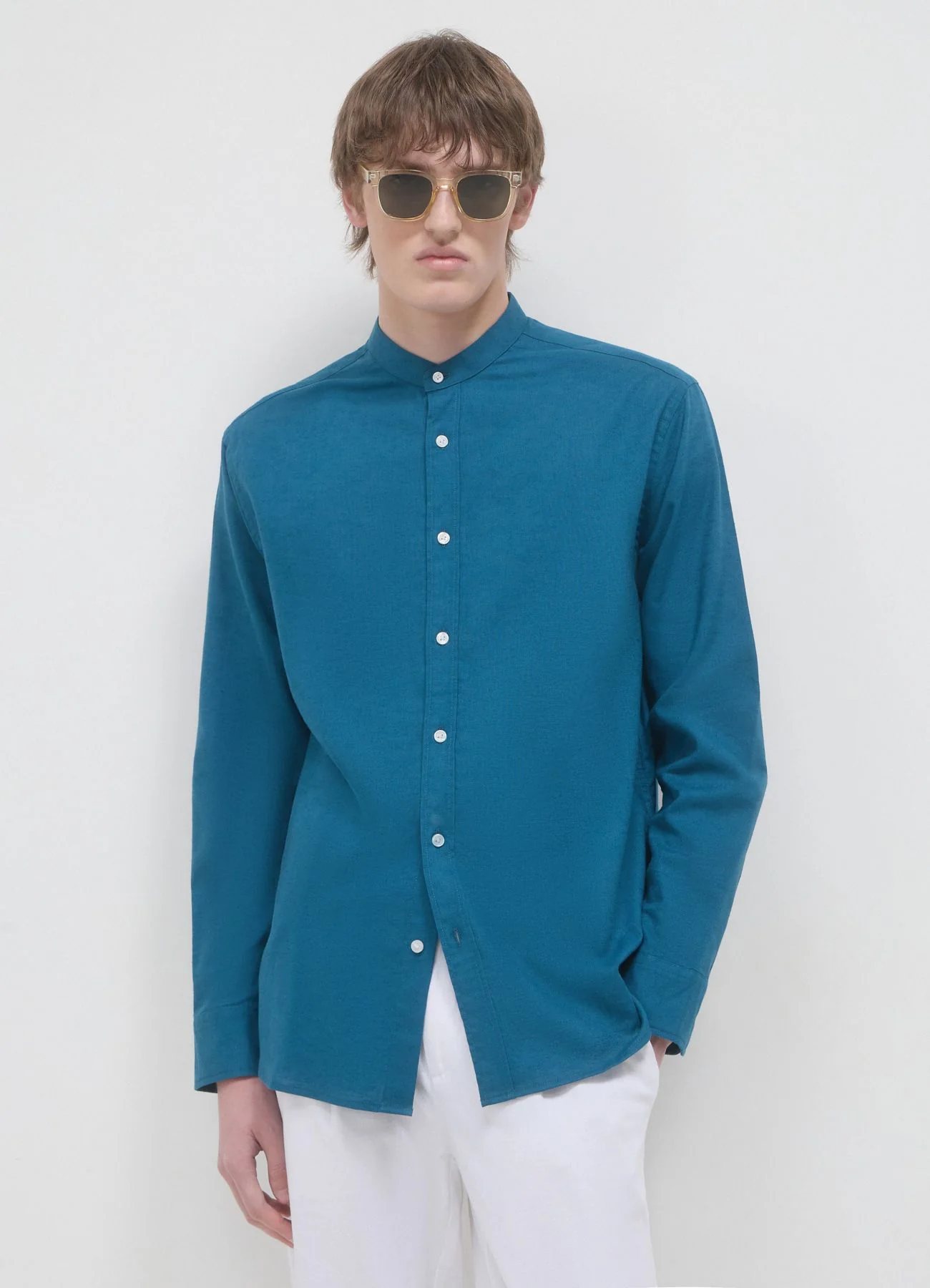 Camicia coreana misto lino - Image 3