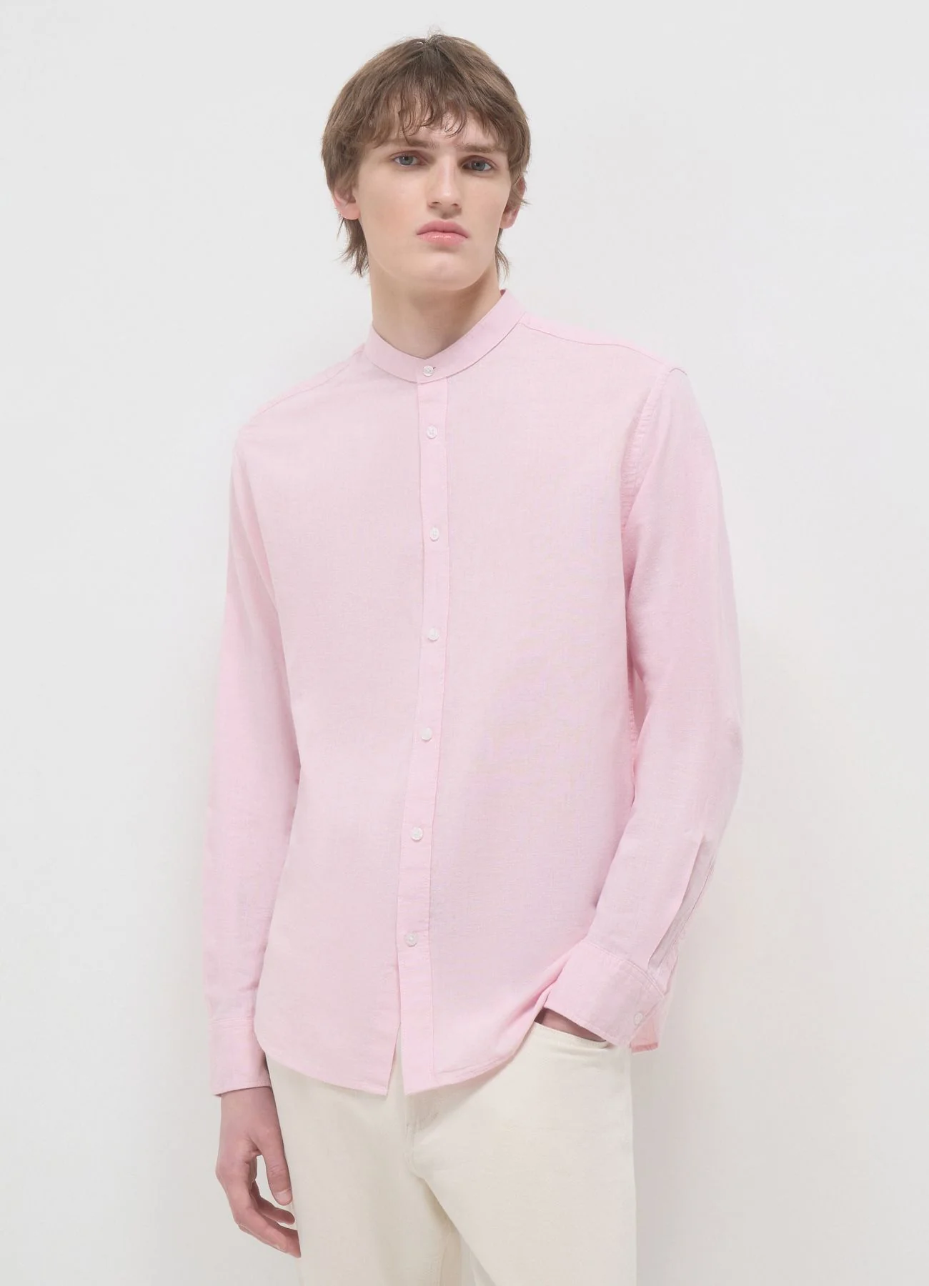 Camicia coreana misto lino - Image 7