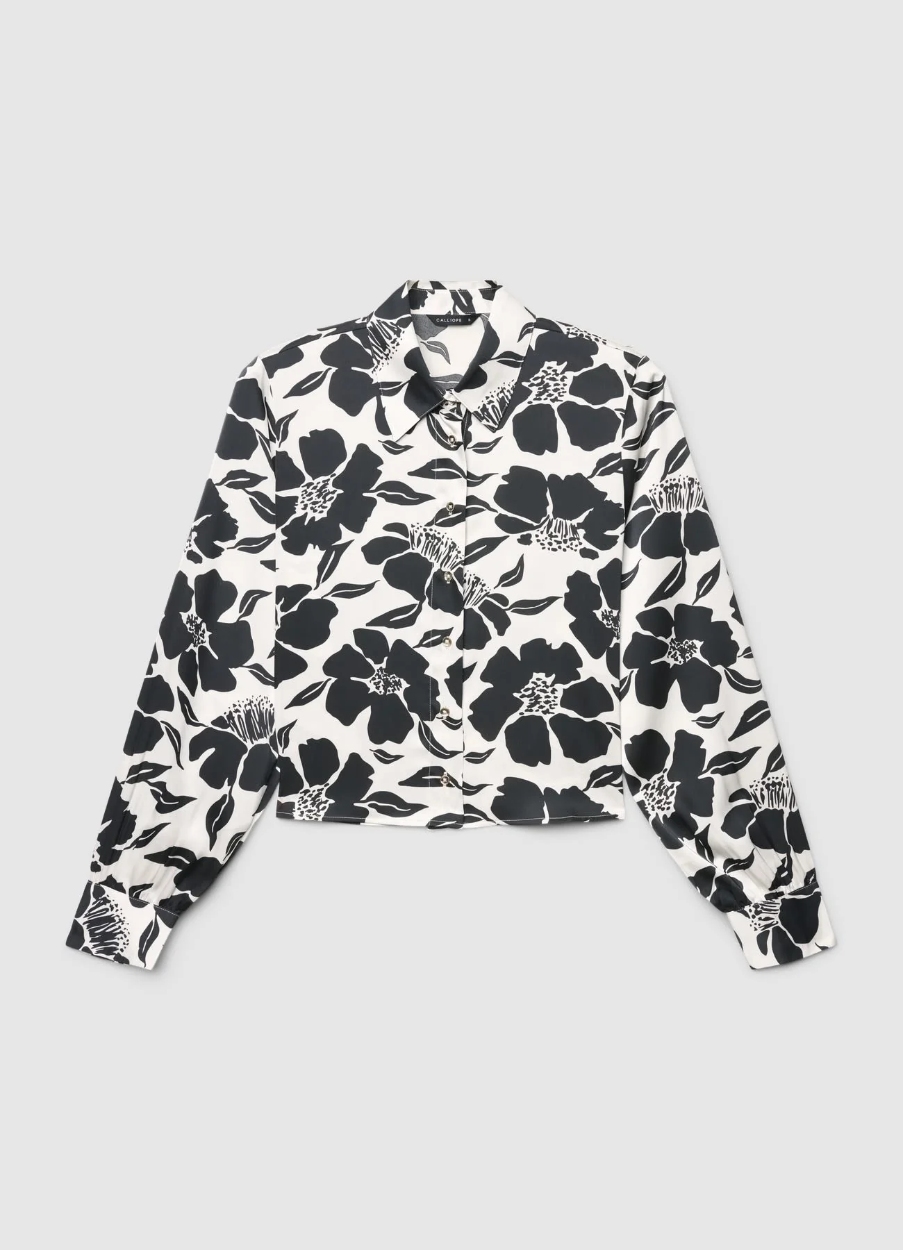 Camicia corta con stampa fiori maniche a palloncino - Image 5