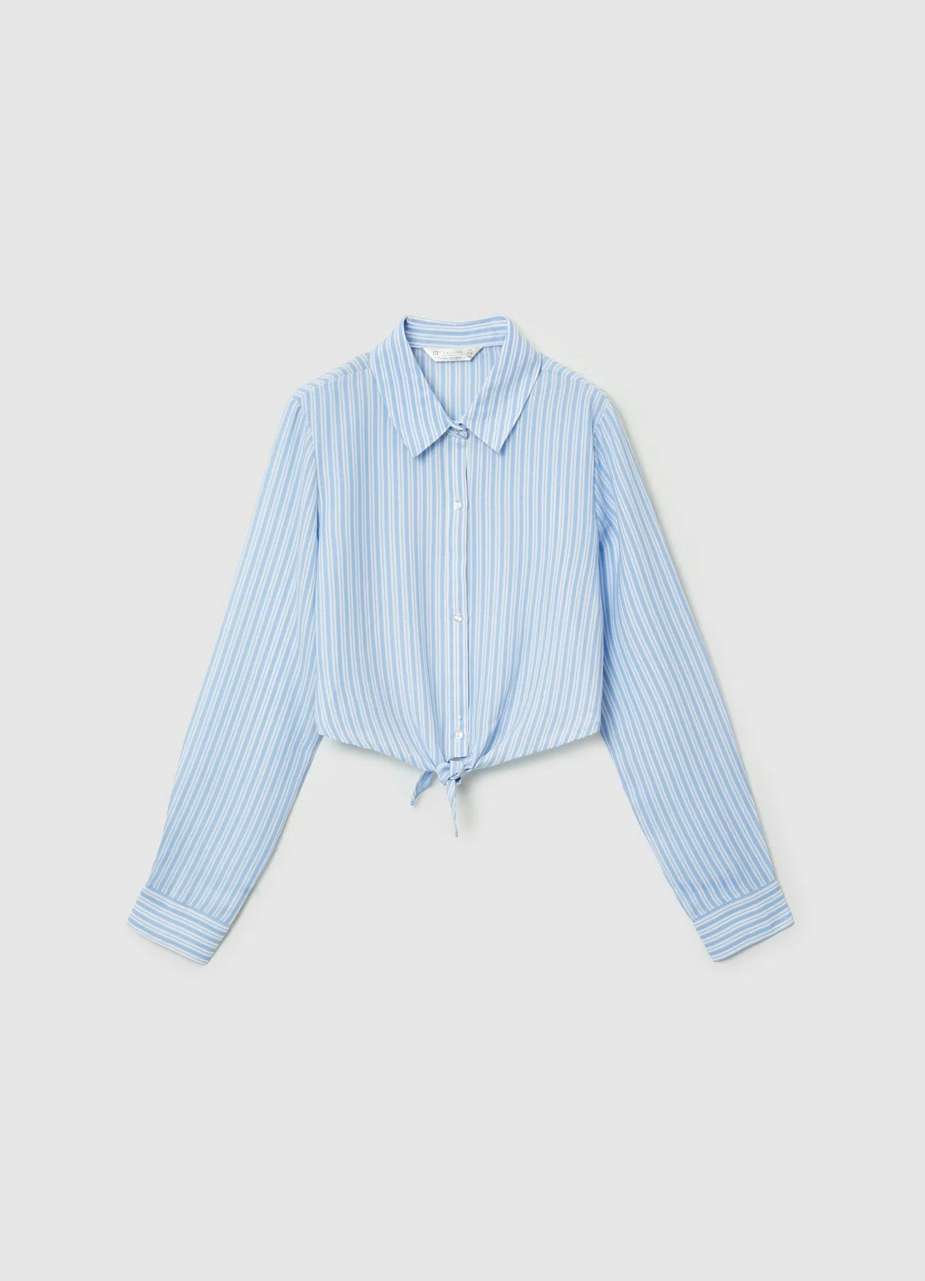 Camicia crop a righe con nodo - Image 3