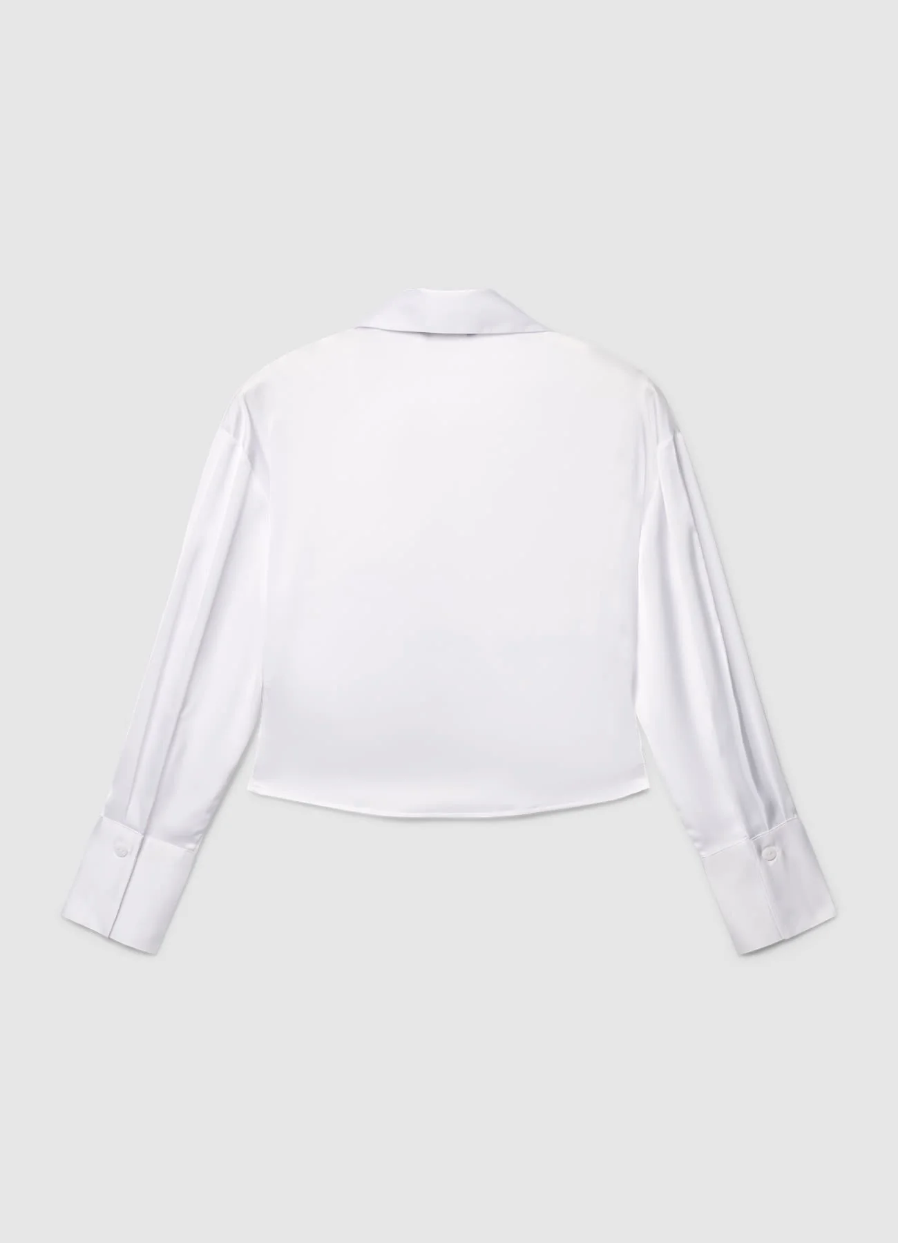 Camicia crop simil satin con arricciature - Image 4