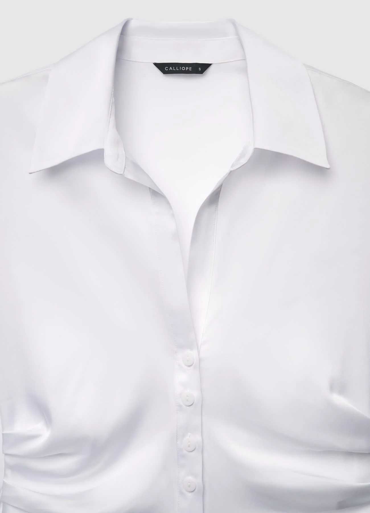 Camicia crop simil satin con arricciature - Image 5