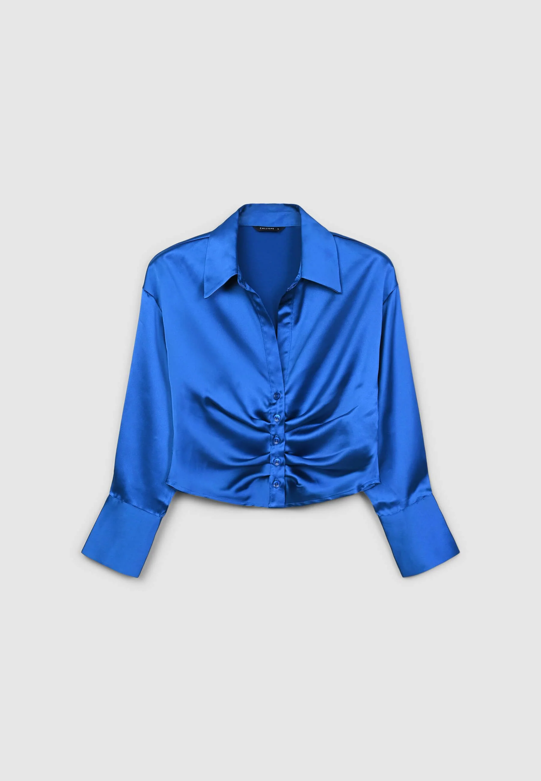 Camicia crop simil satin con arriccio - Image 5