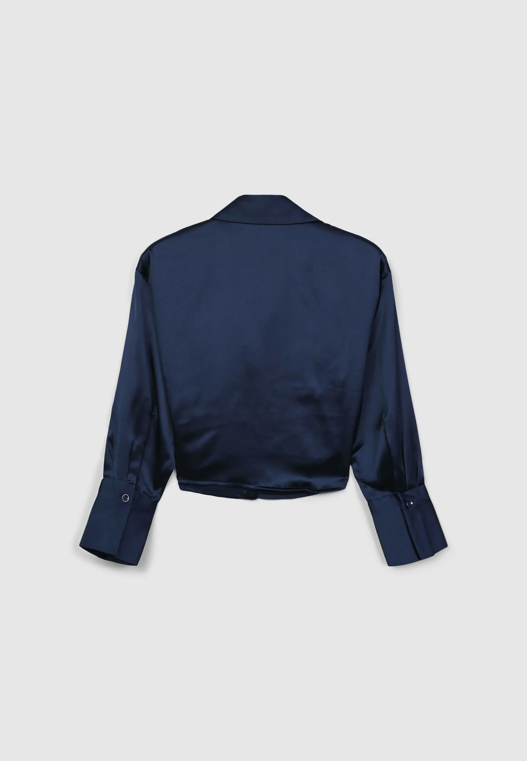 Camicia crop simil satin con arriccio