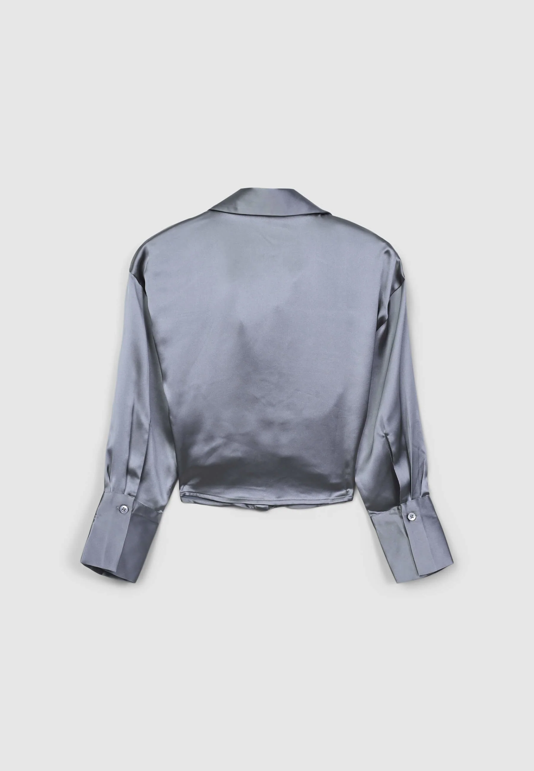 Camicia crop simil satin con arriccio - Image 6