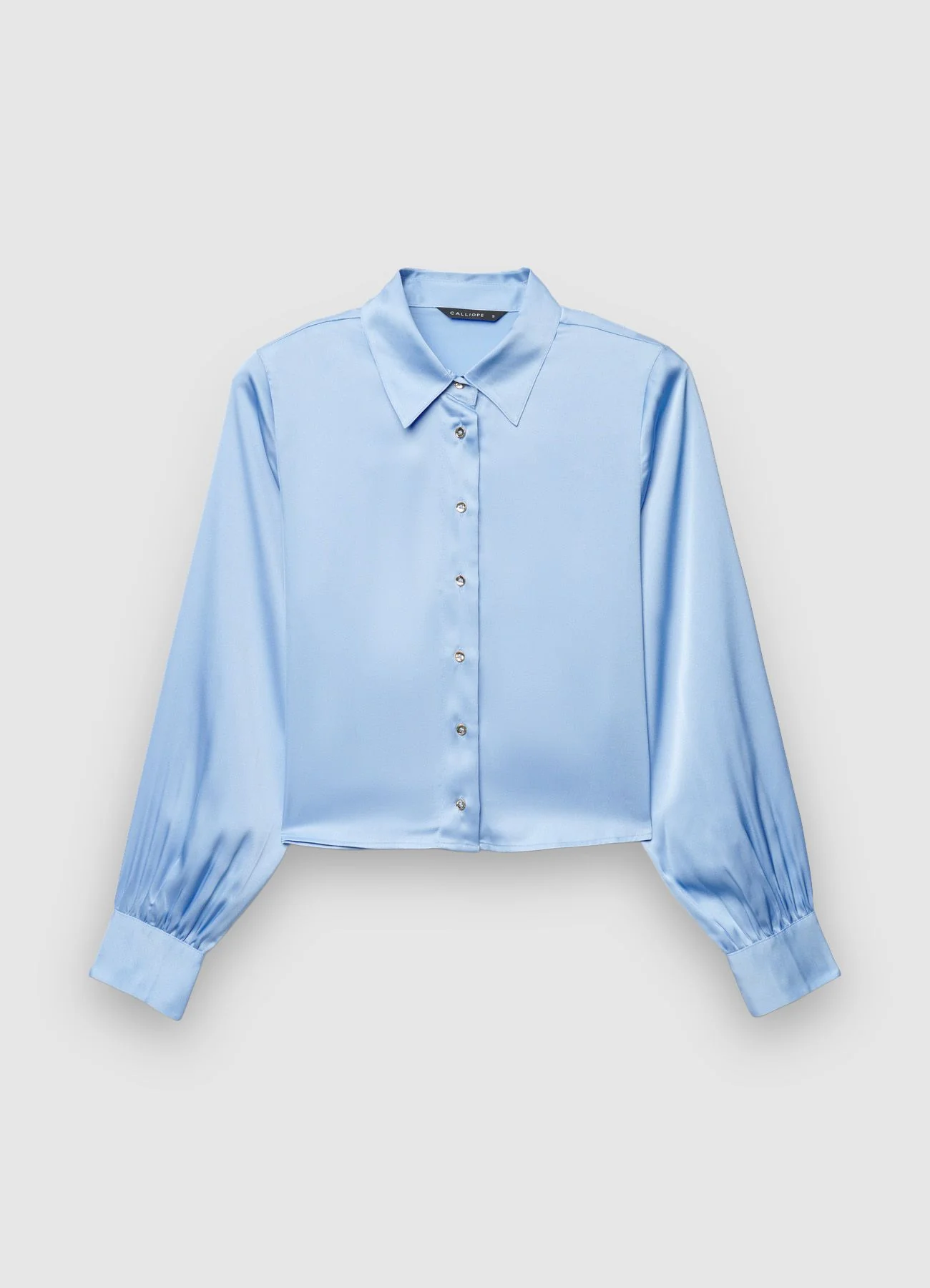 Camicia crop simil satin maniche a palloncino - Image 4