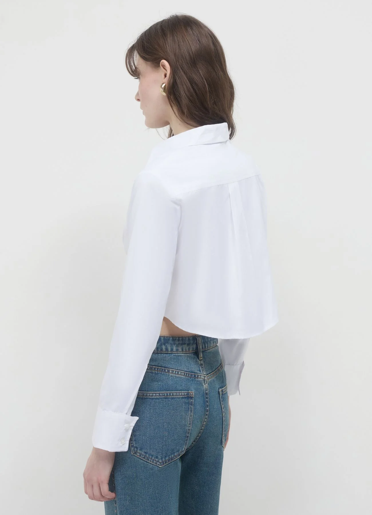 Camicia crop tinta unita