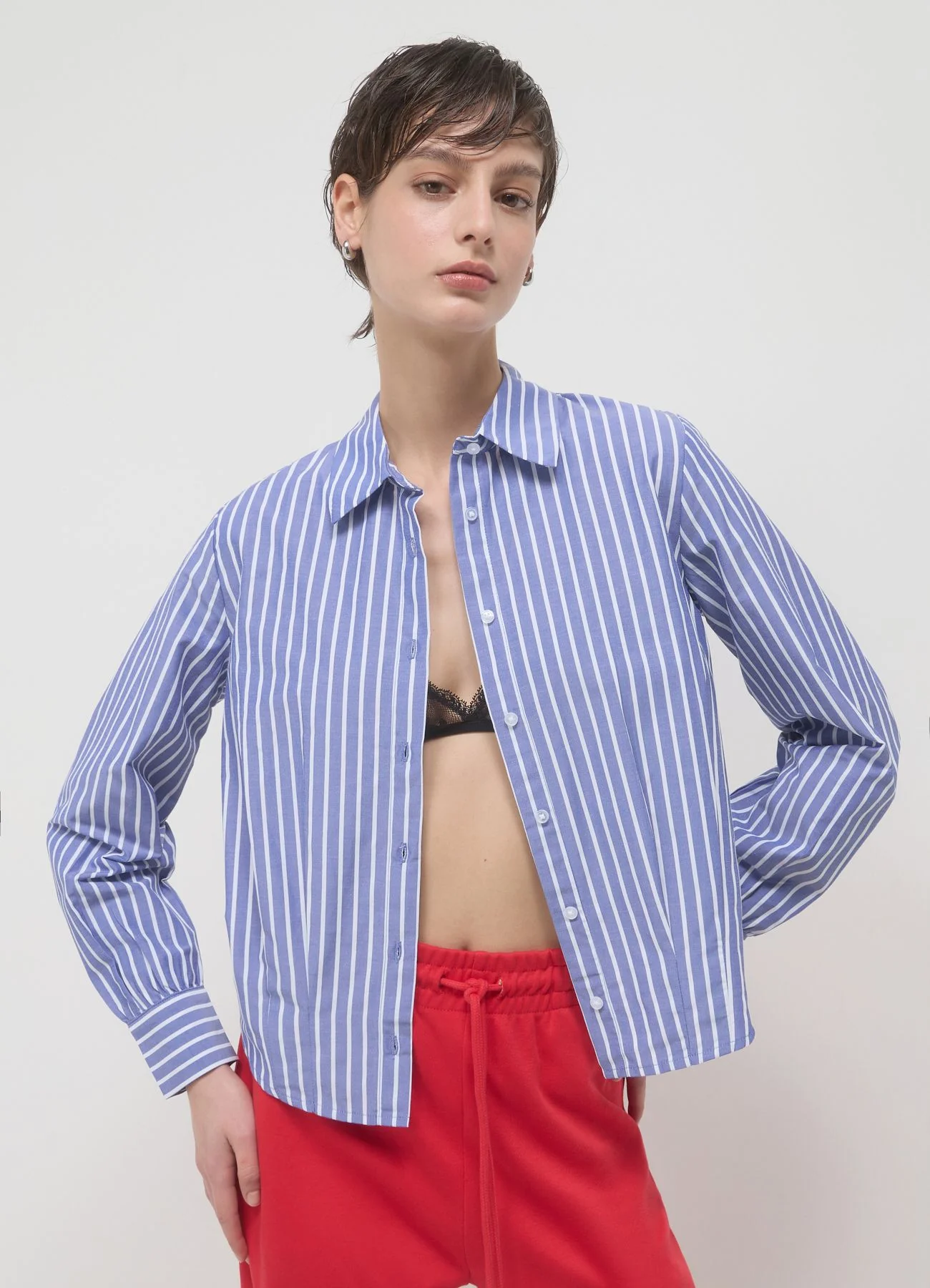 Camicia cropped a righe - Image 3