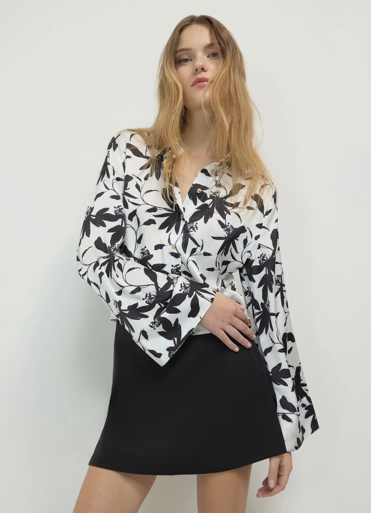 Camicia kimono simil satin fantasia - Image 3