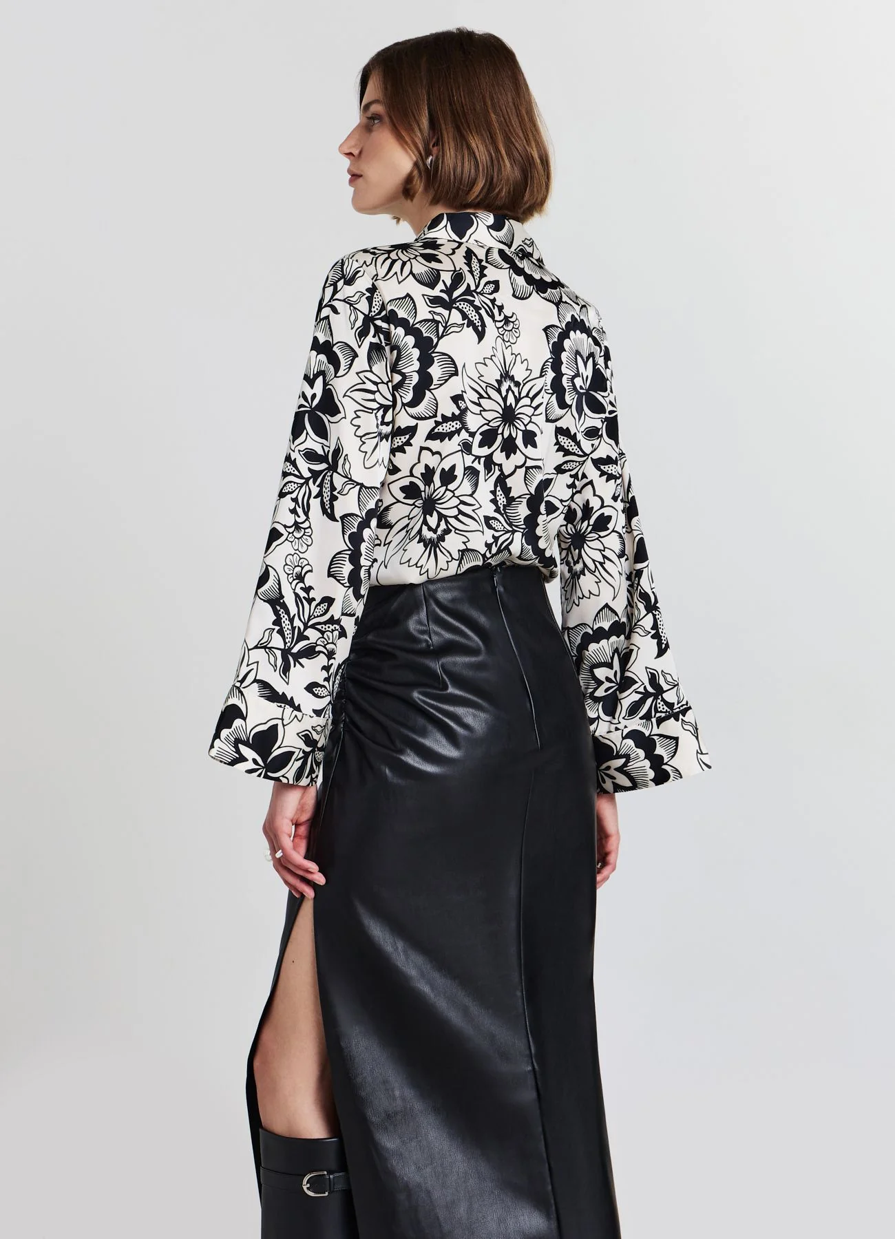 Camicia kimono simil satin fantasia