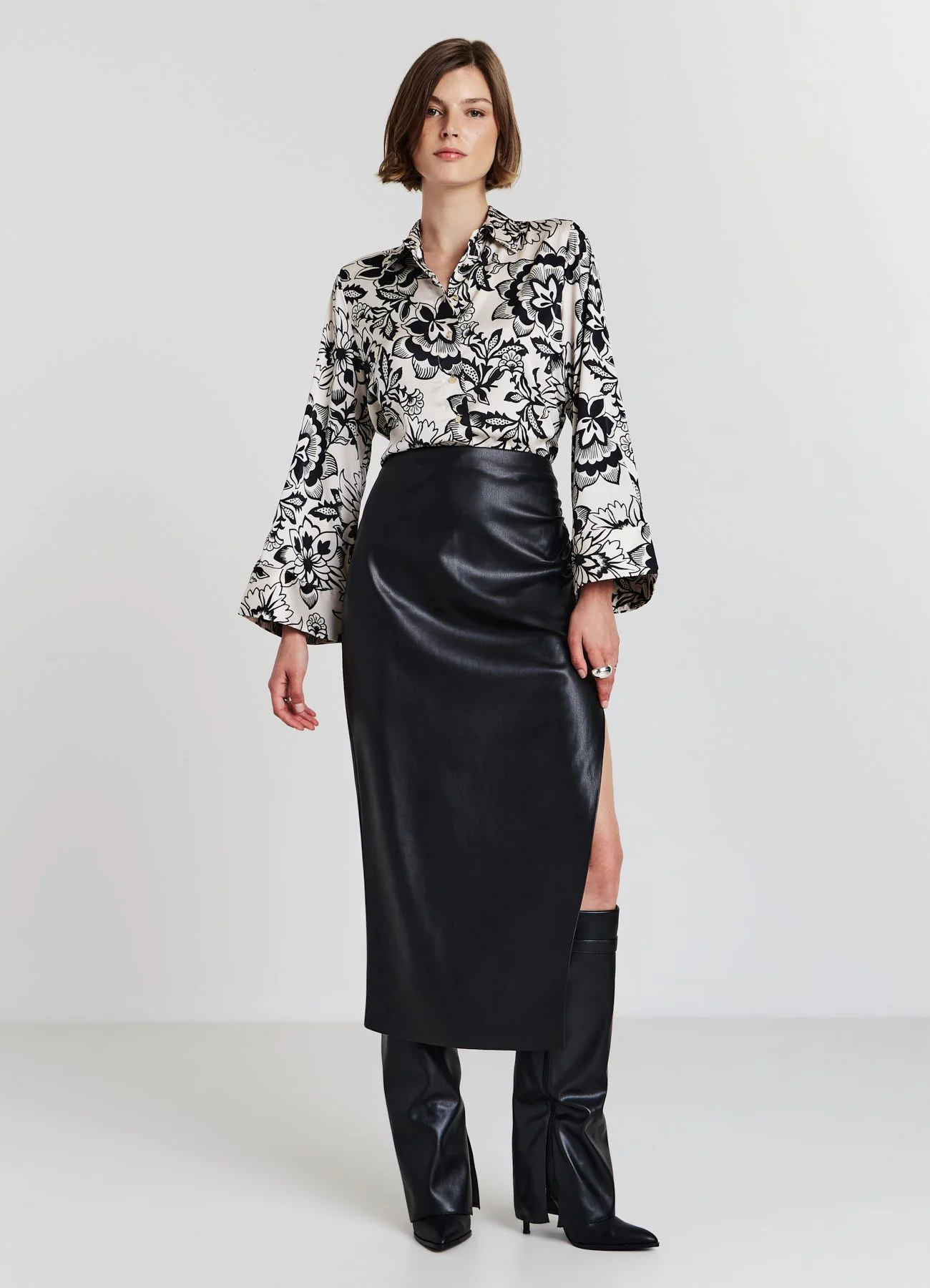 Camicia kimono simil satin fantasia - Image 2
