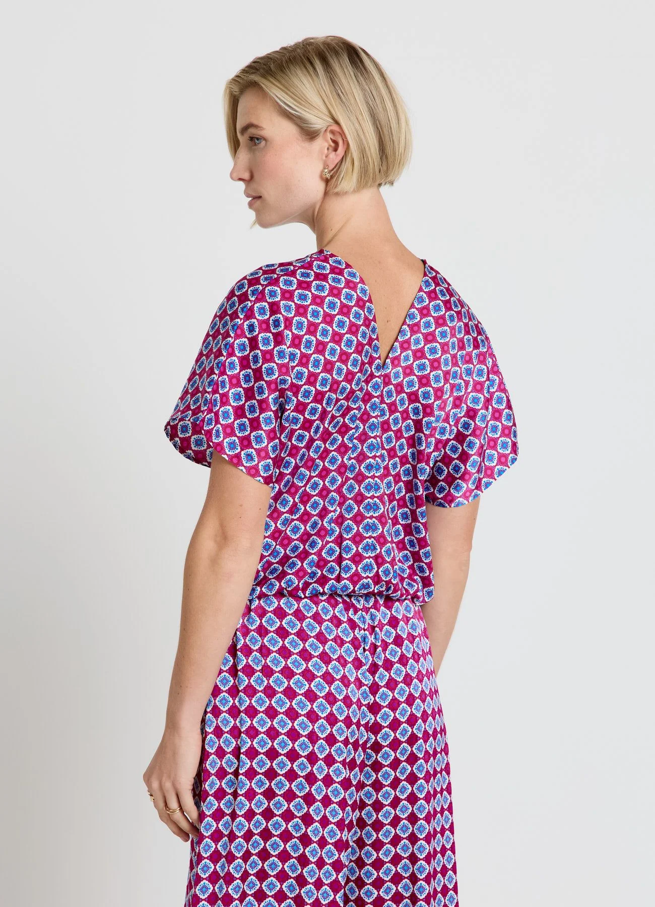 Camicia kimono similsatin a fantasia - Image 2