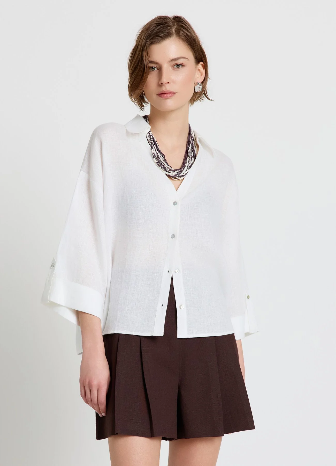 Camicia maniche 3/4 in lino - Image 2