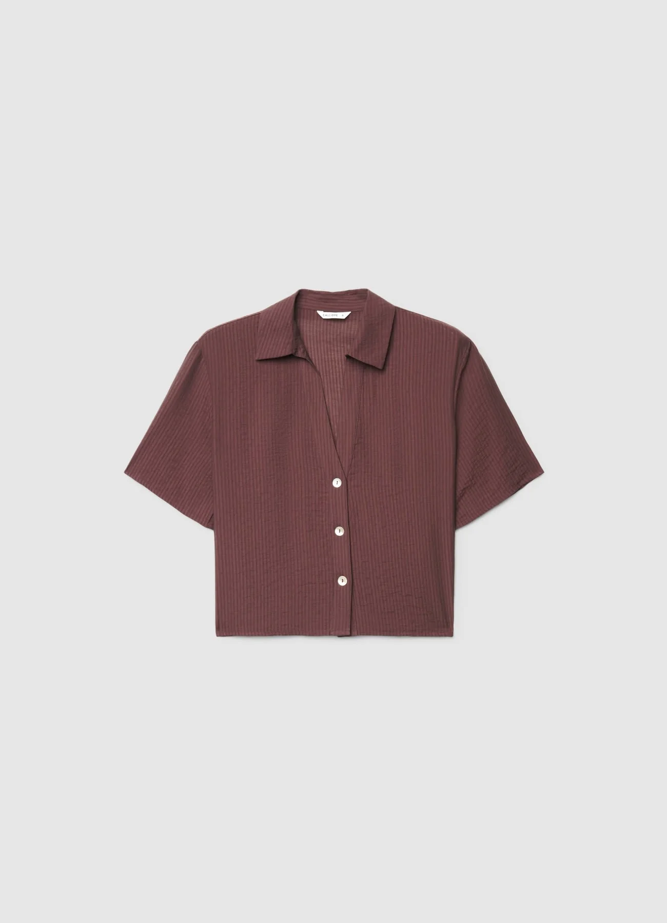 Camicia maniche corte a righe tono su tono - Image 4