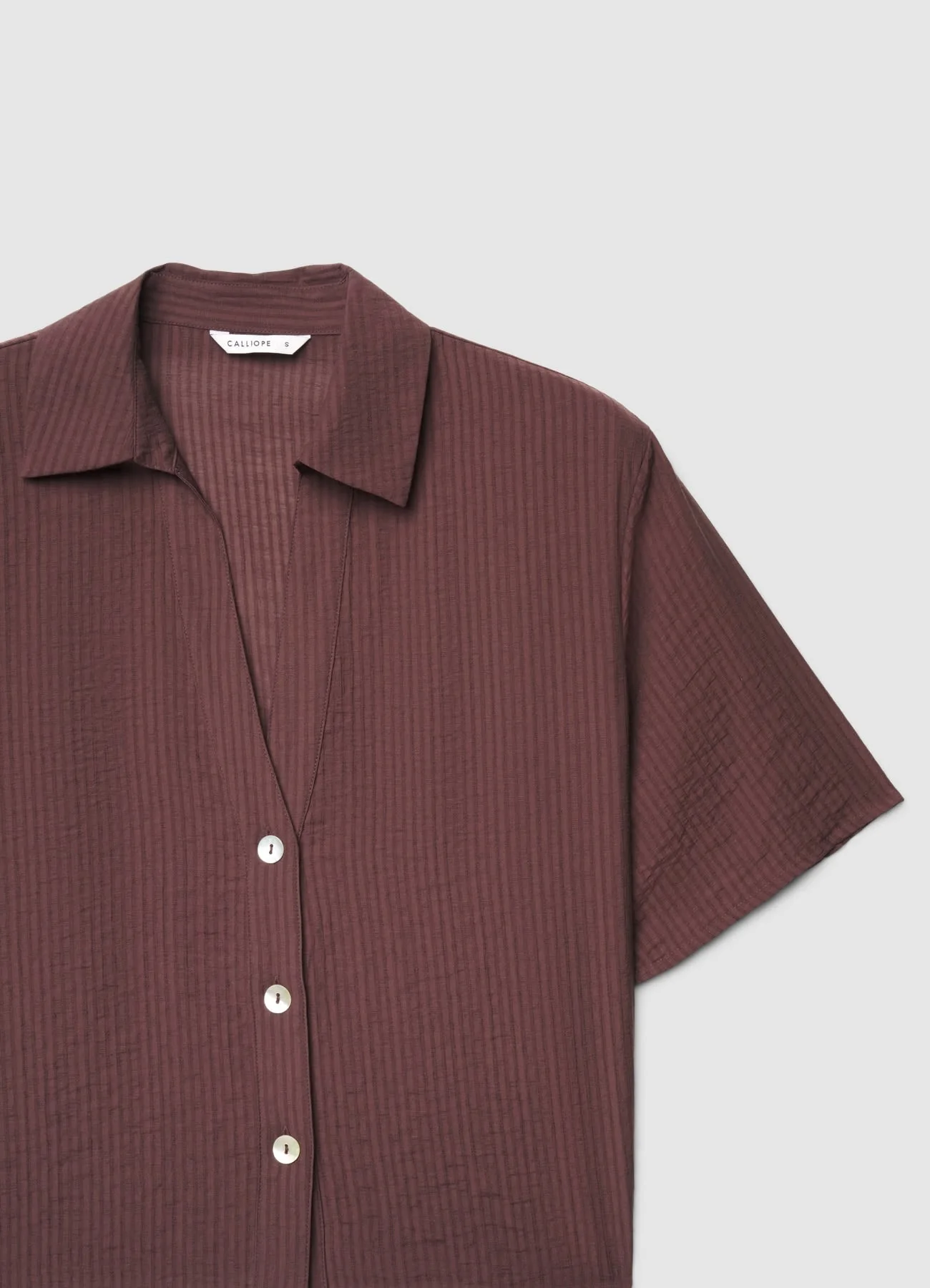 Camicia maniche corte a righe tono su tono - Image 6