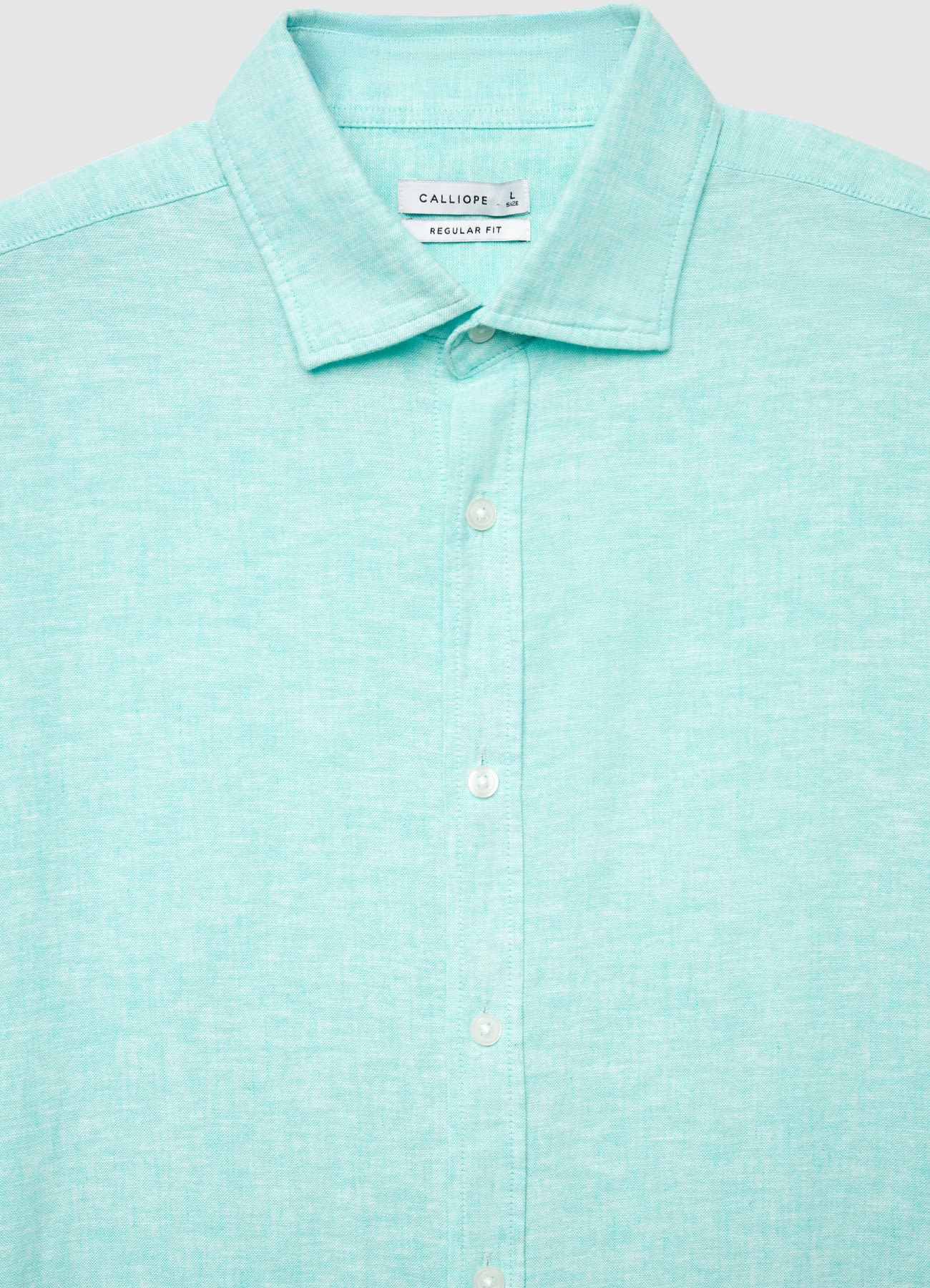 Camicia misto lino a tinta unita - Image 6