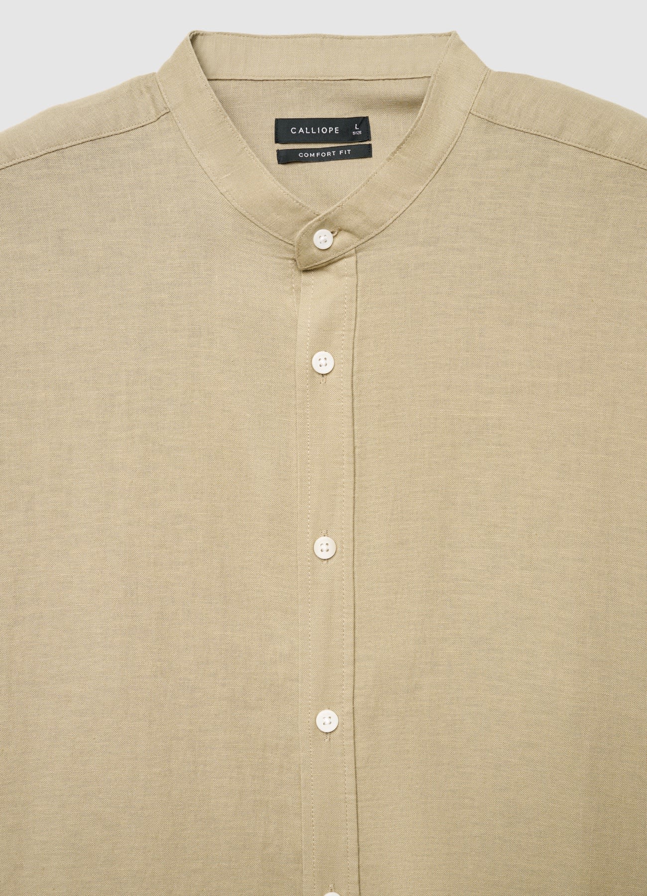 Camicia misto lino con colletto coreano - Image 2