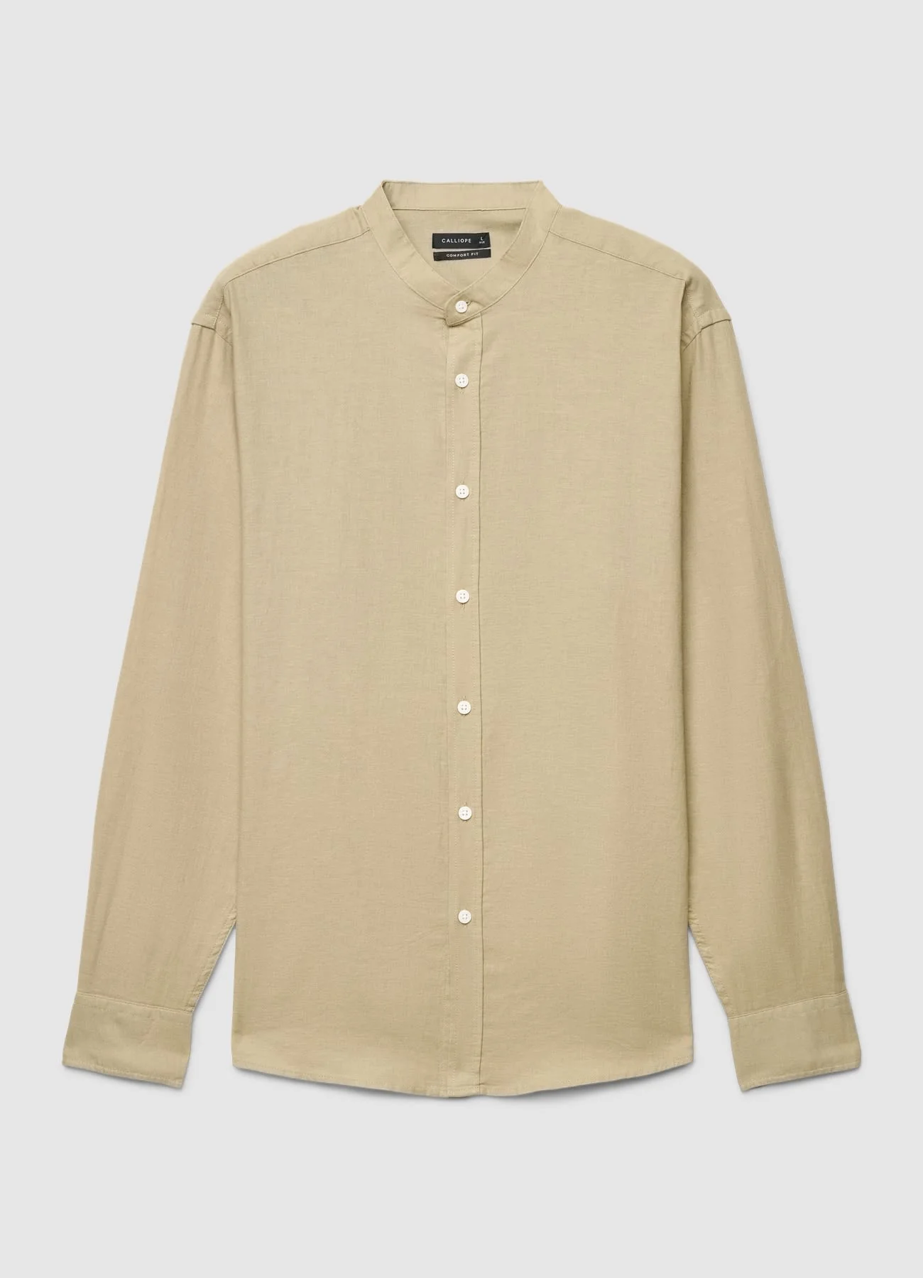 Camicia misto lino con colletto coreano - Image 3