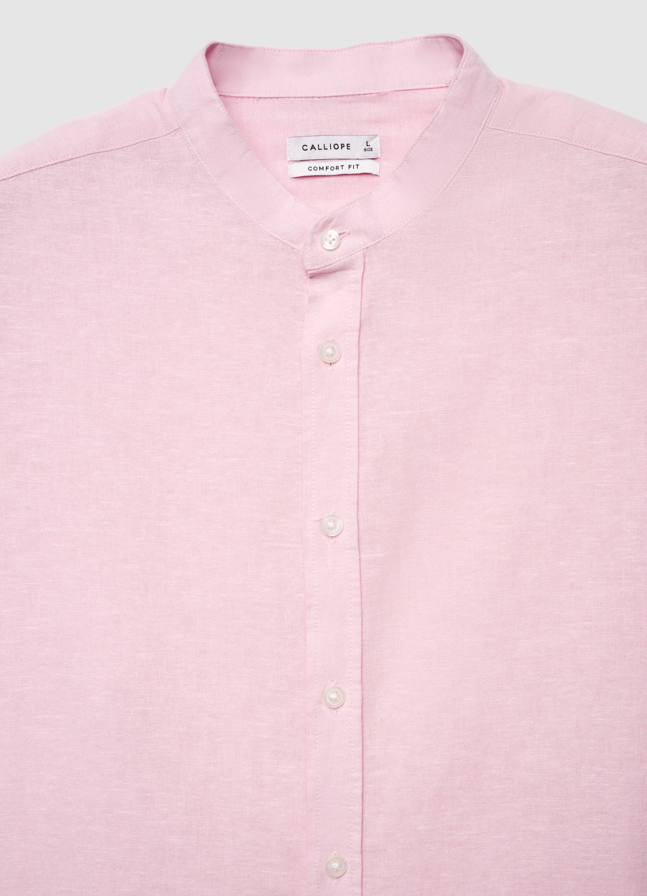 Camicia misto lino con colletto coreano