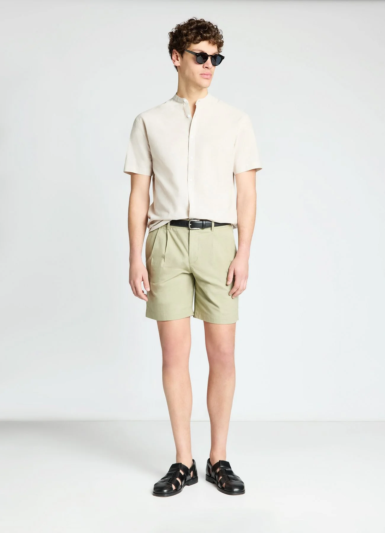 Camicia misto lino con collo coreana - Image 2