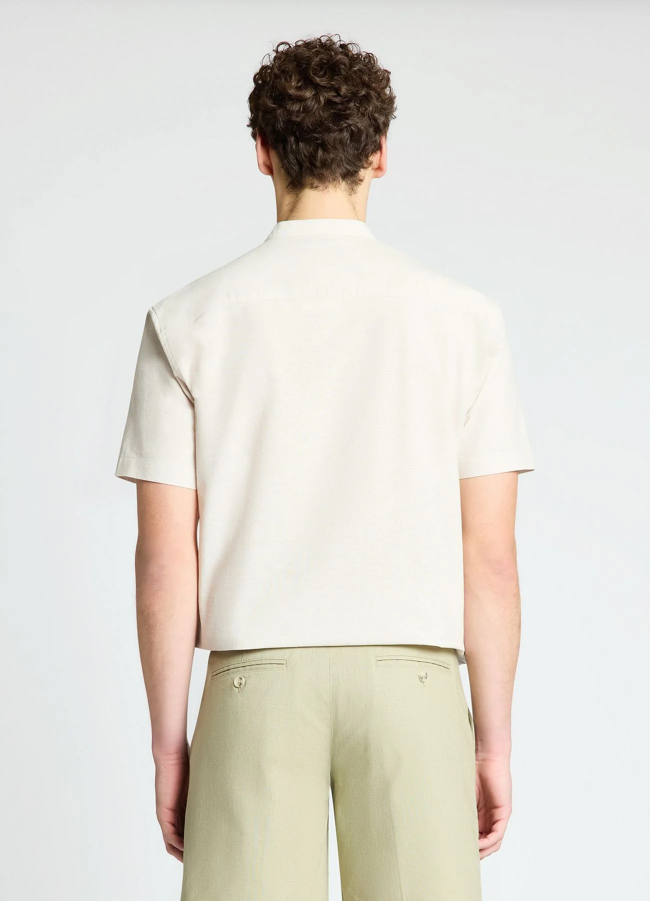 Camicia misto lino con collo coreana - Image 3
