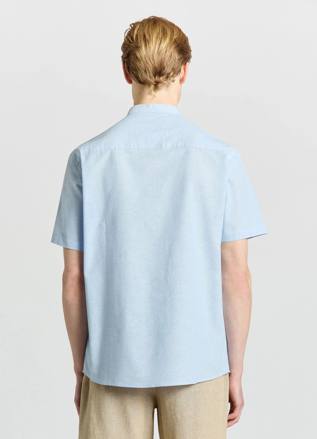 Camicia misto lino con collo coreana - Image 3