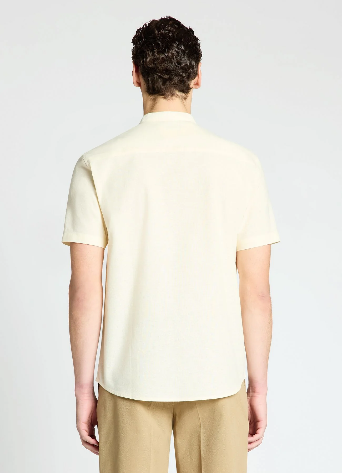 Camicia misto lino con collo coreana - Image 2