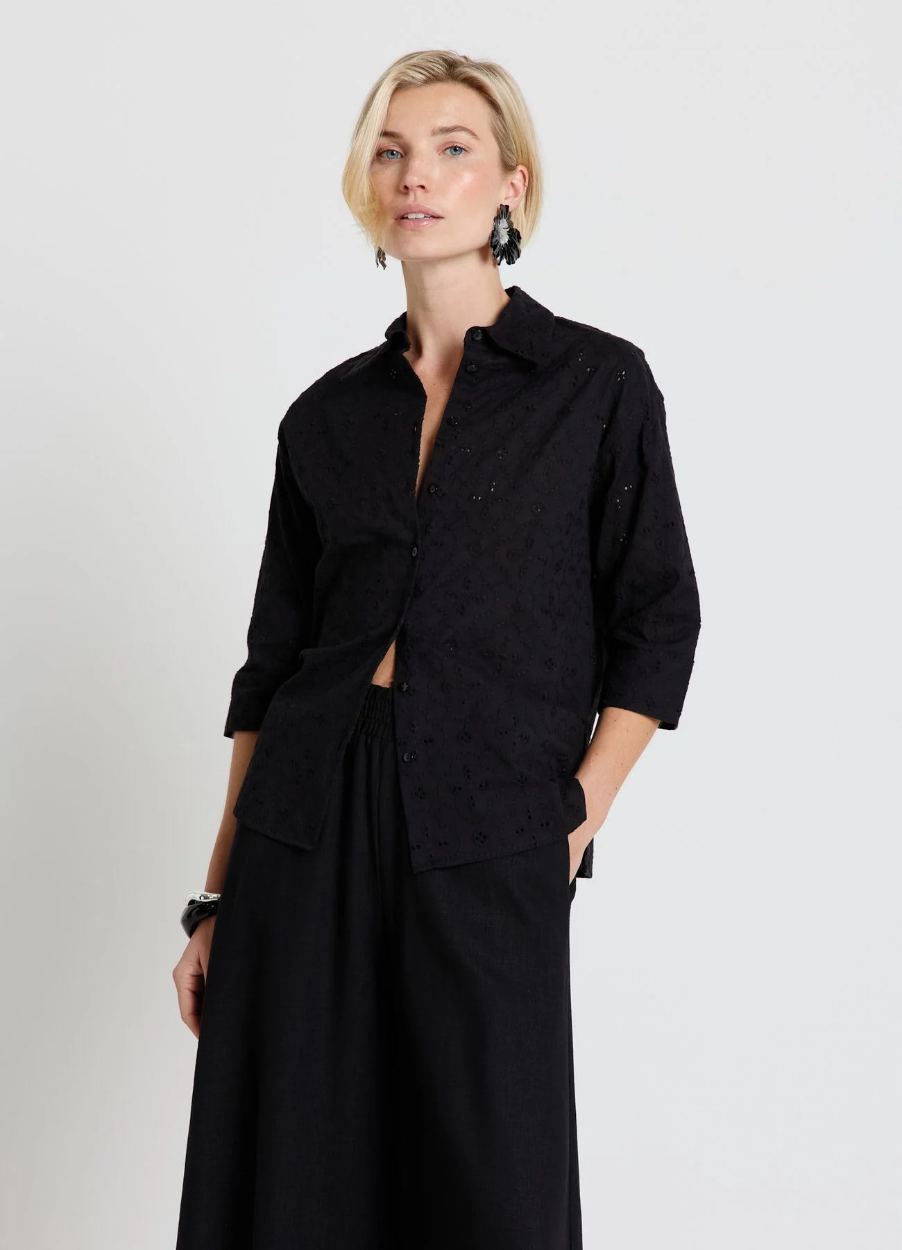 Camicia oversize in sangallo - Image 7