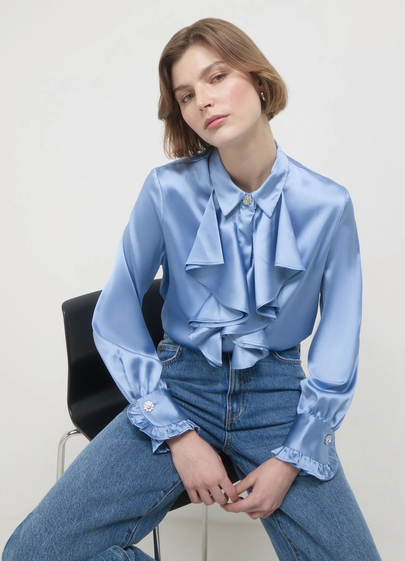 Camicia rouches bottone gioiello - Image 3