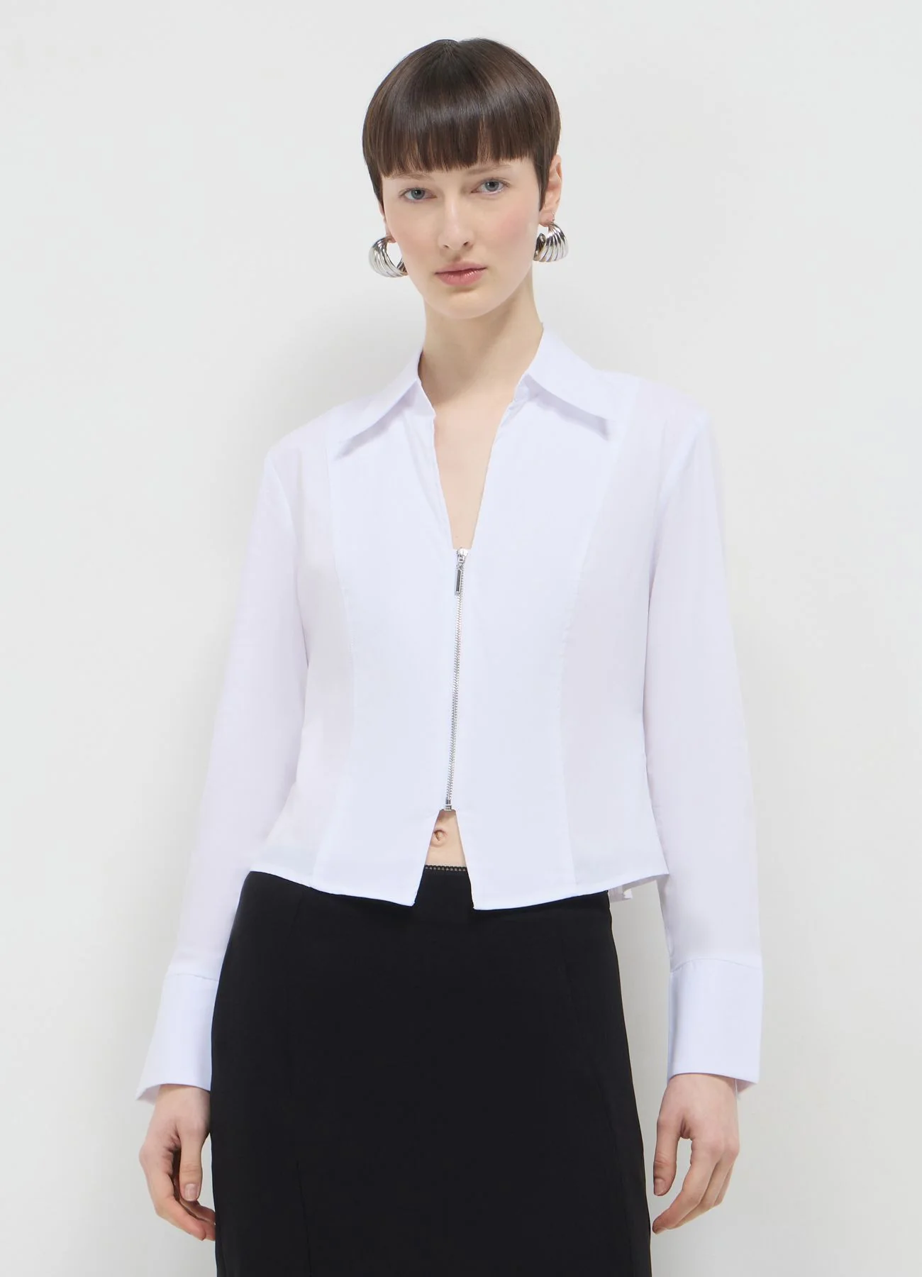 Camicia scollo a v con zip