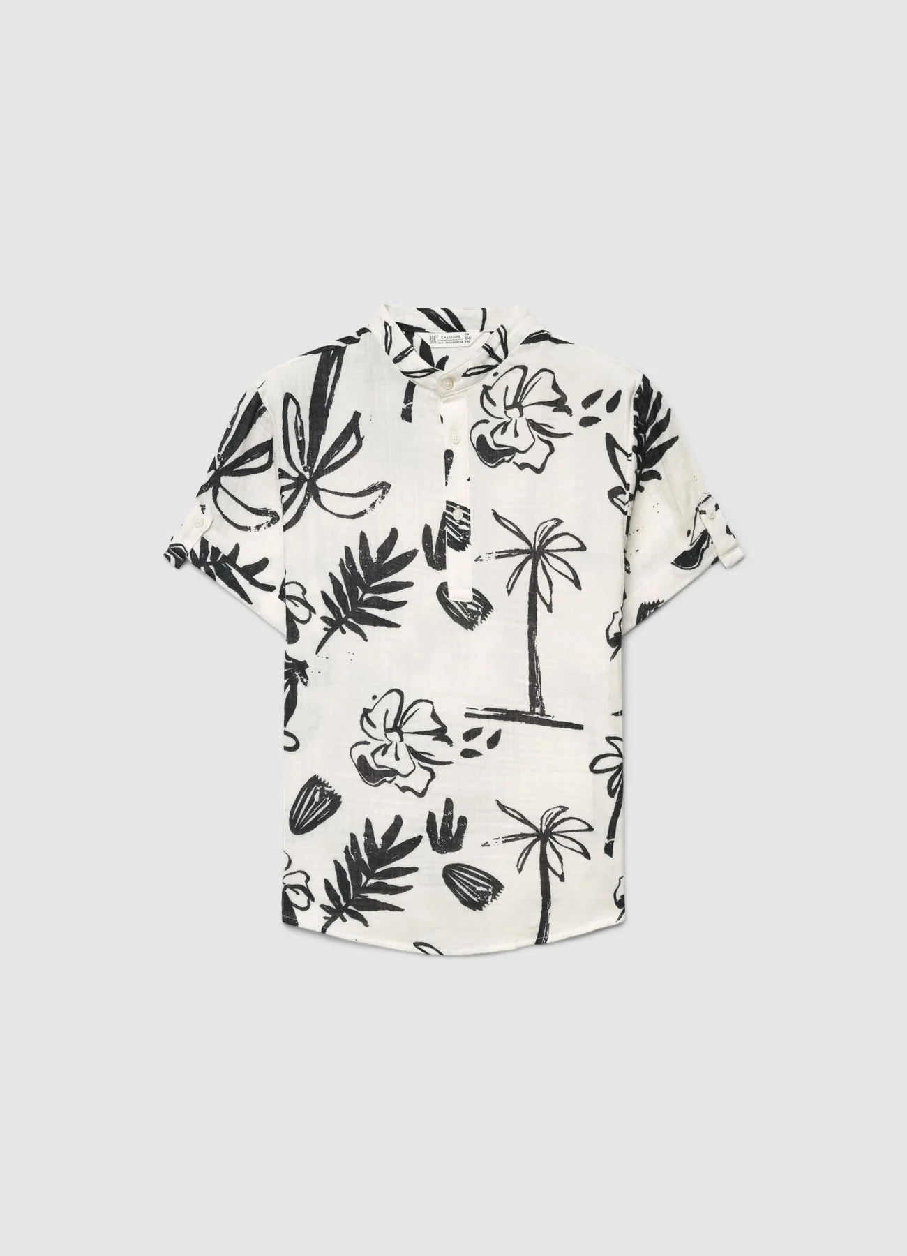 Camicia serafino con stampa tropicale