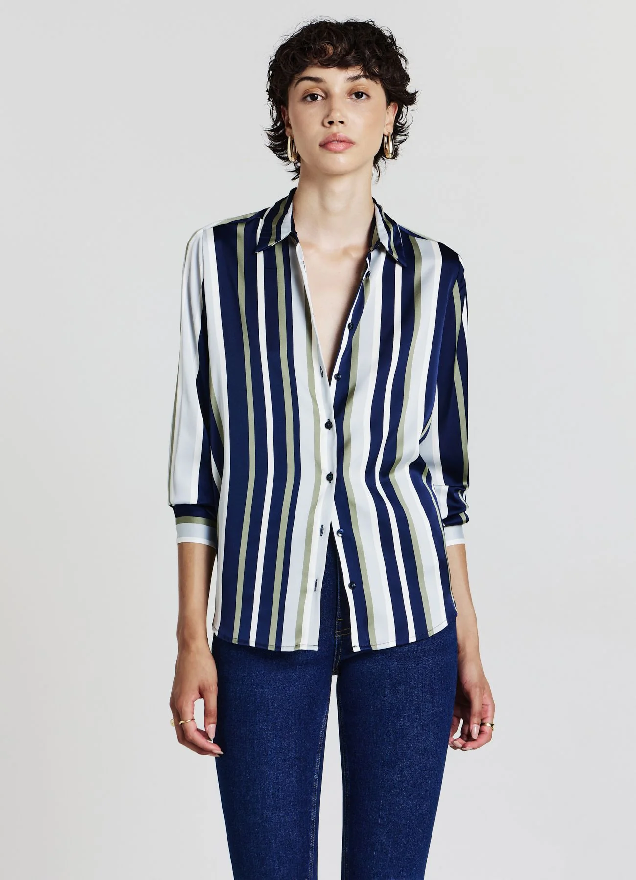 Camicia simil satin a righe - Image 2