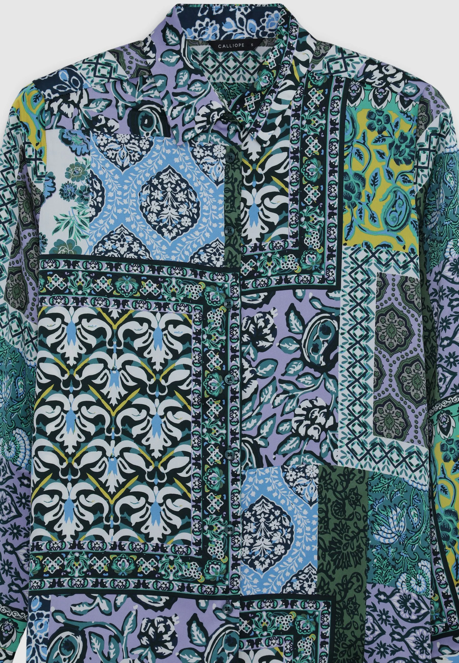 Camicia simil satin fantasia patchwork - Image 4