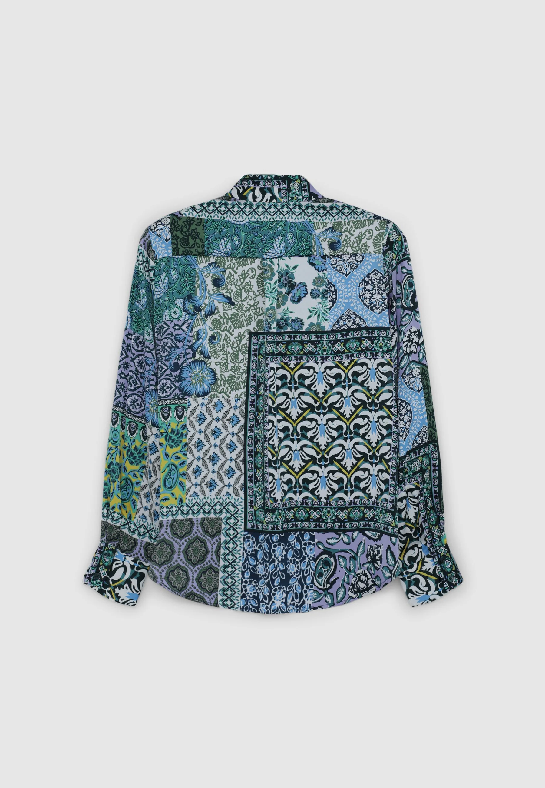 Camicia simil satin fantasia patchwork - Image 5