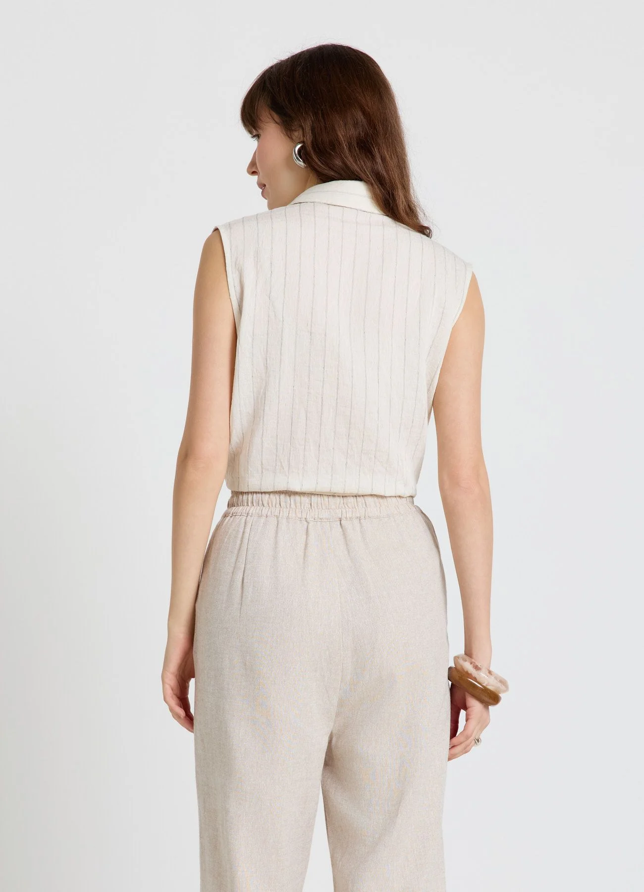 Camicia smanicata a righe con nodo - Image 3