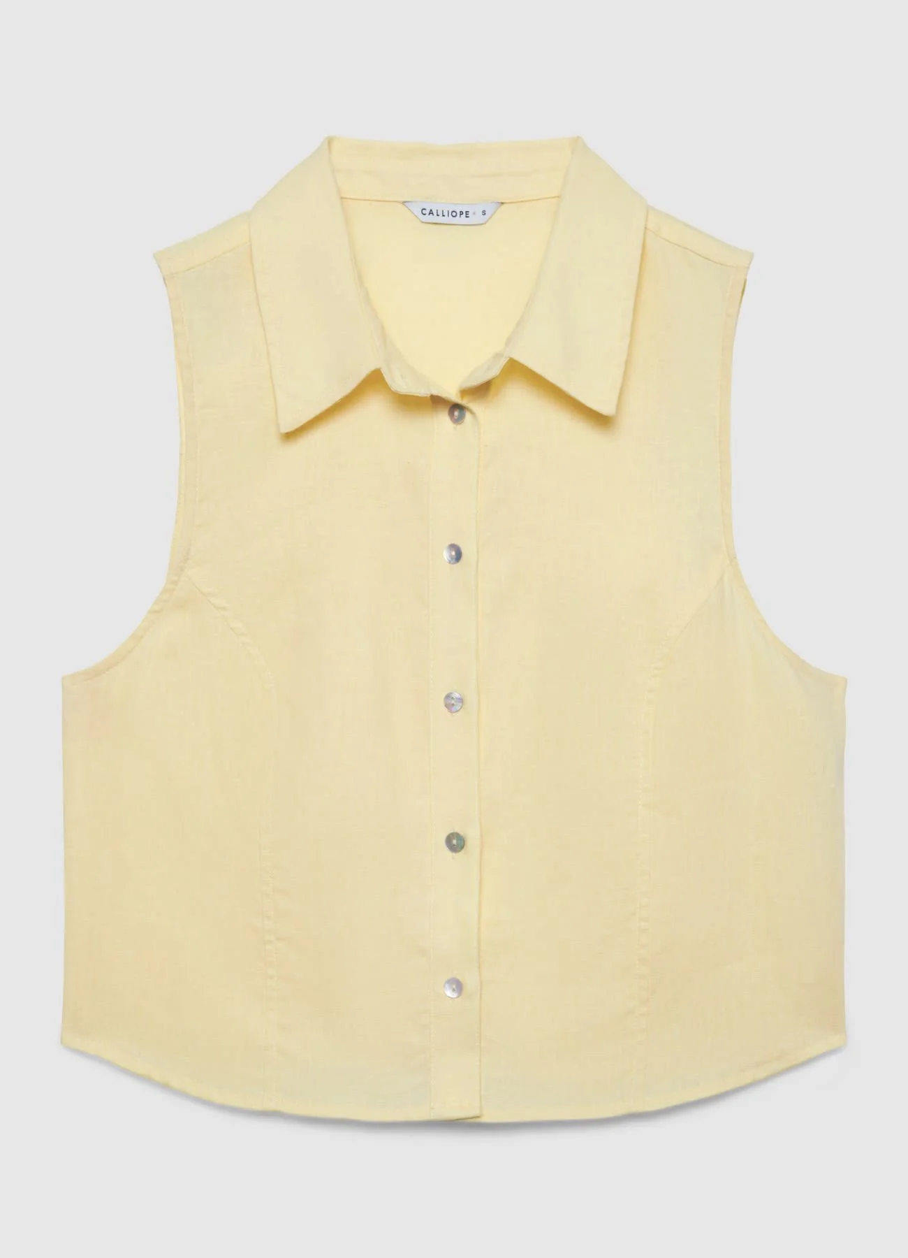 Camicia smanicata in lino tinta unita - Image 5