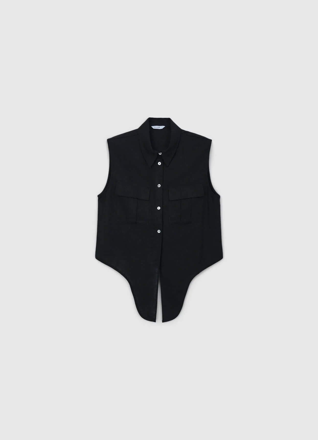 Camicia smanicata misto lino con nodo - Image 6