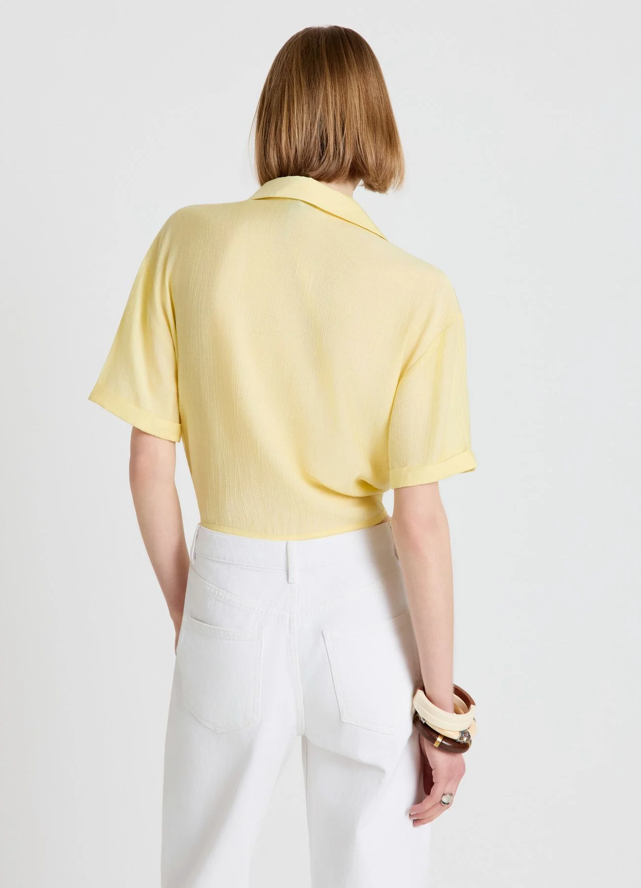 Camicia tinta unita con nodo - Image 3