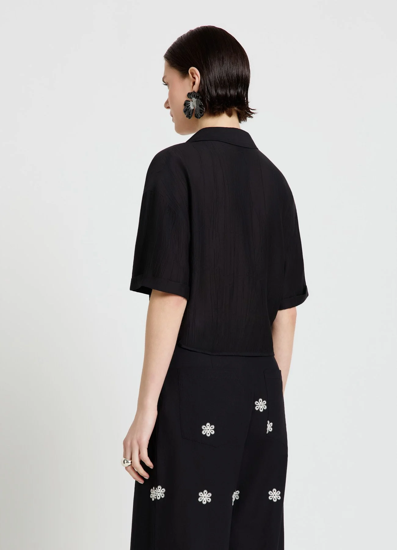 Camicia tinta unita con nodo - Image 3