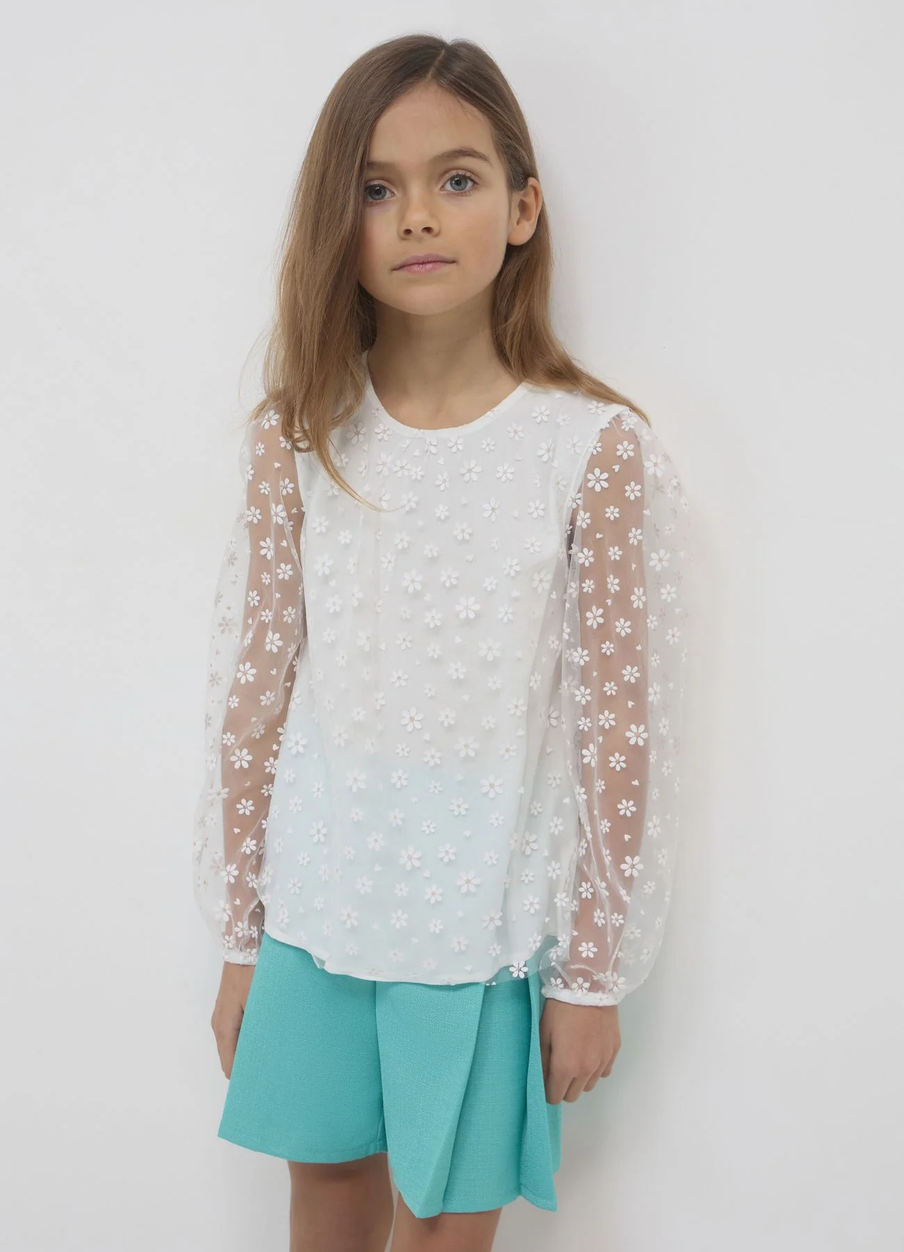 Camicia tulle con margherite