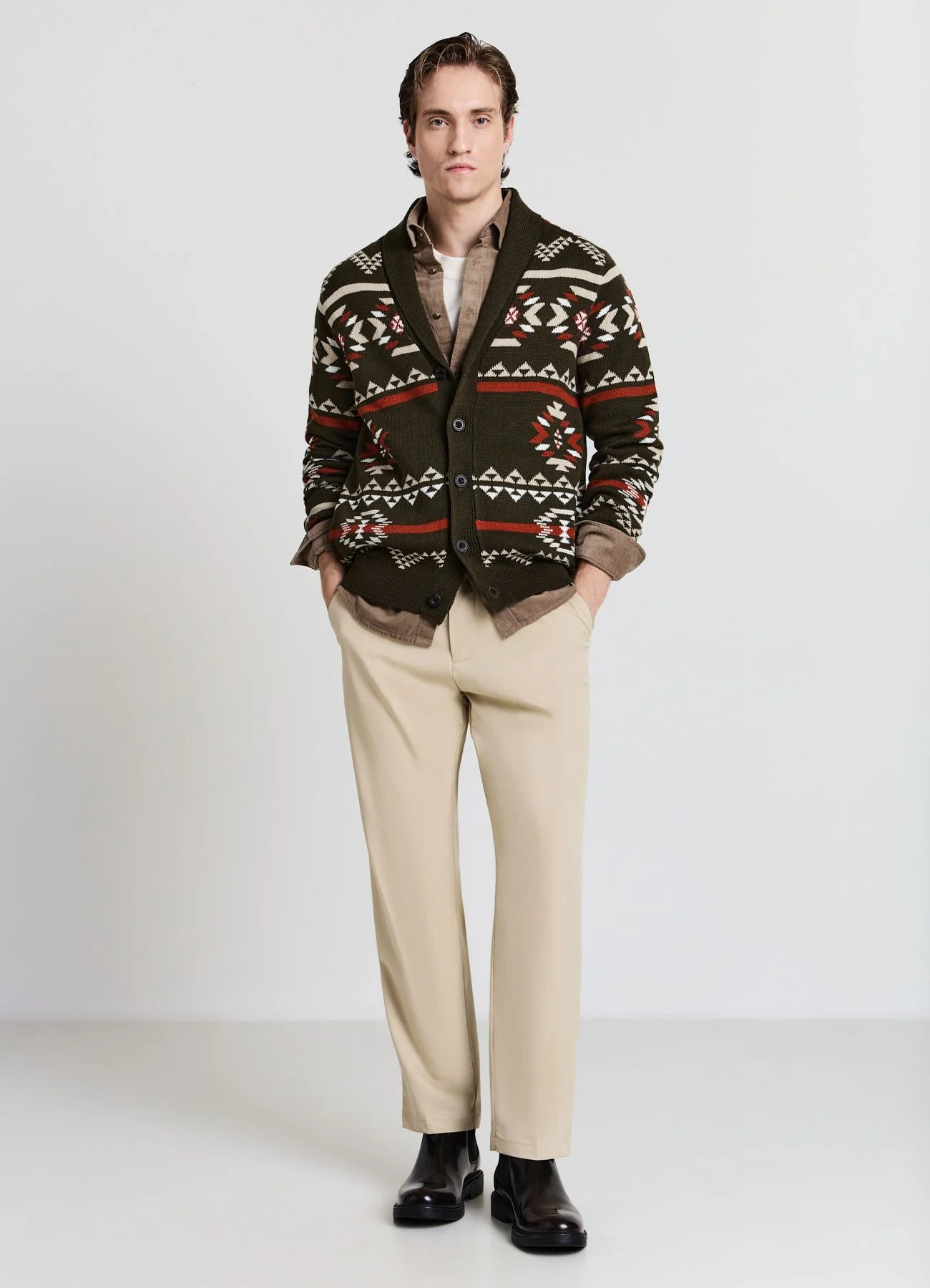 Cardigan con motivo navajo