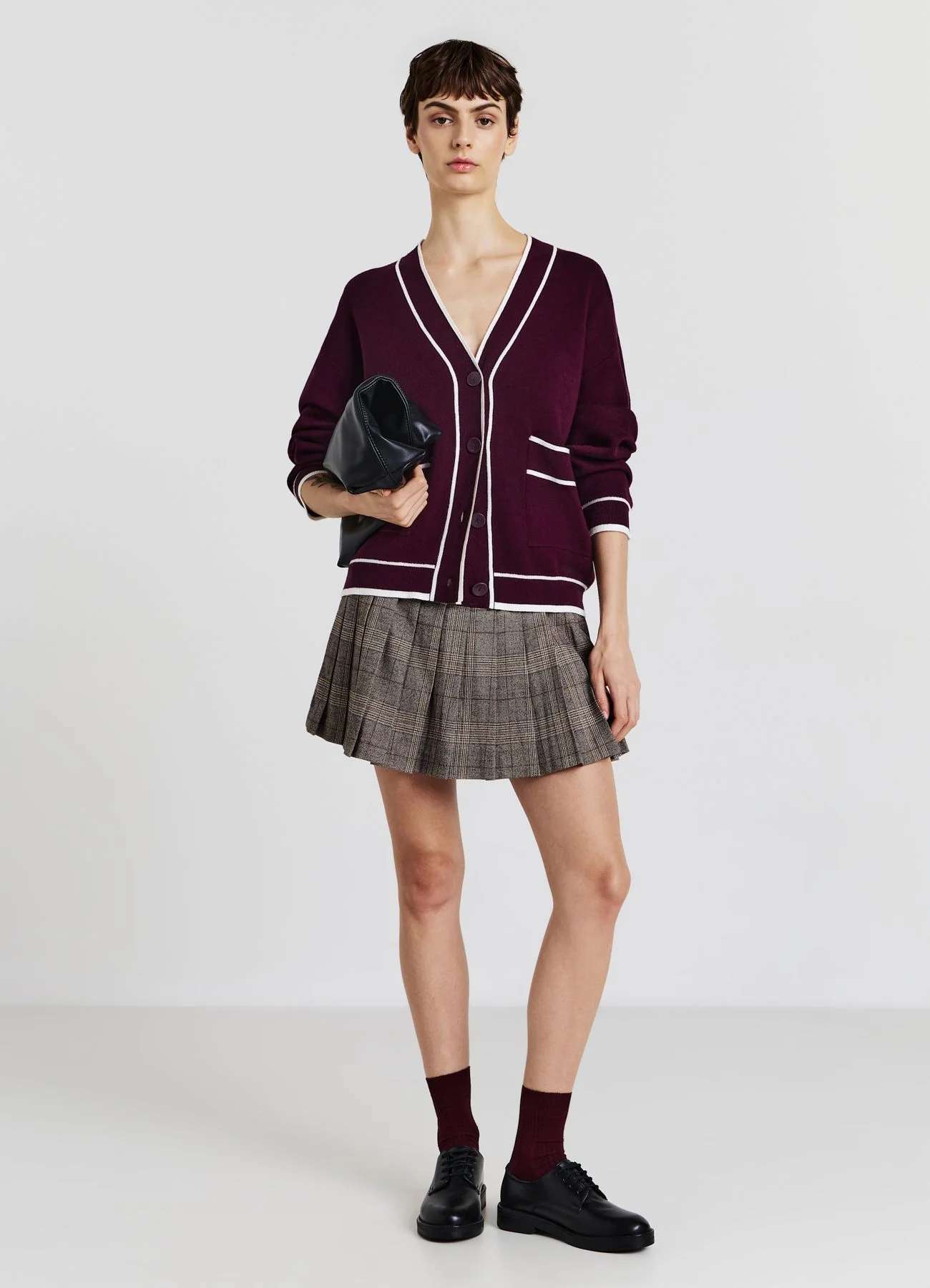 Cardigan con profili a contrasto