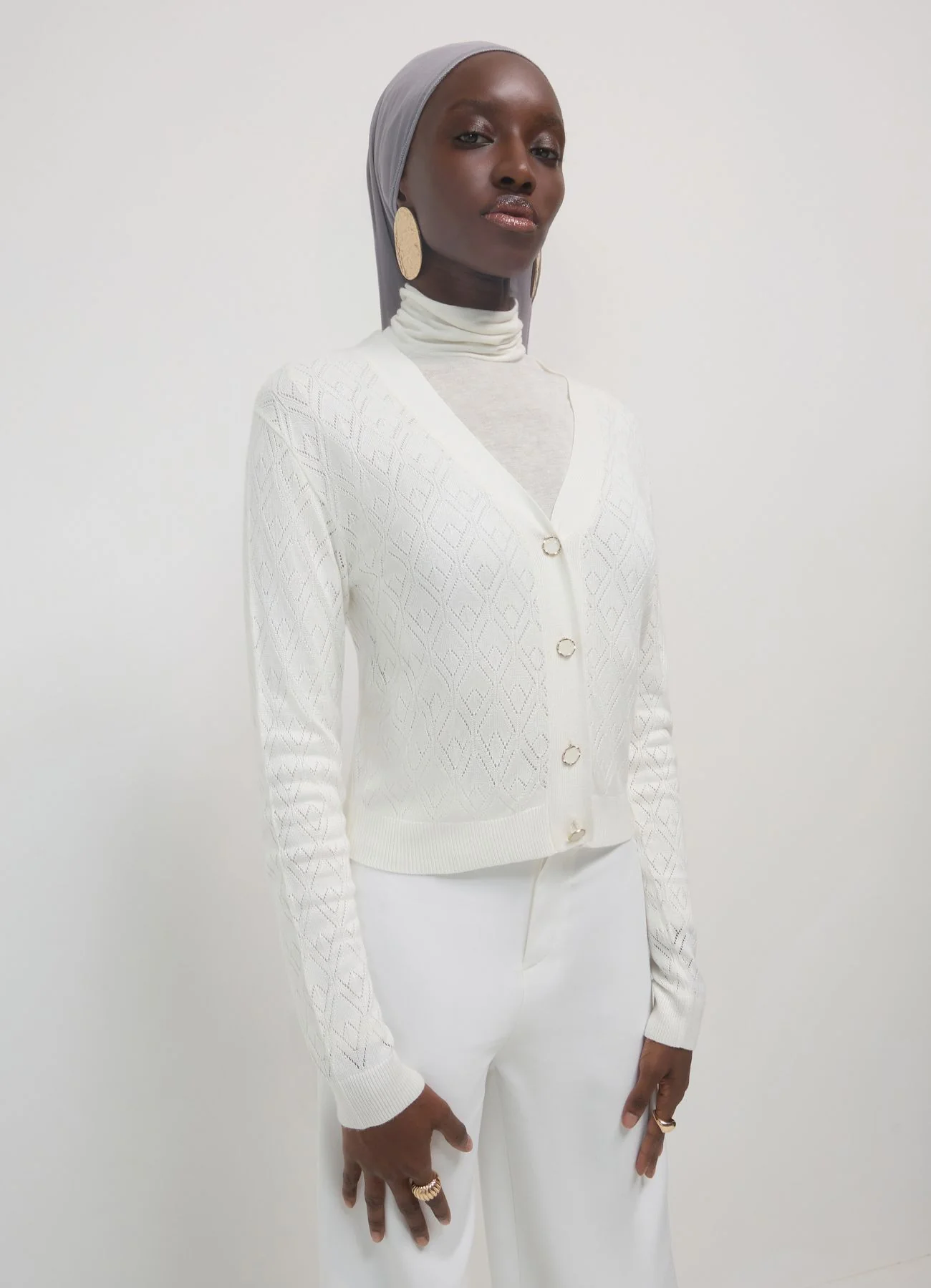 Cardigan tessuto pointelle - Image 2